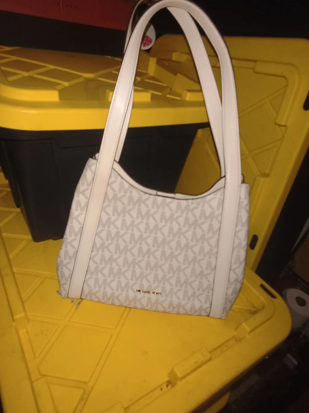 Michael Kors Cream/White MK Monogram Shoulder Bag